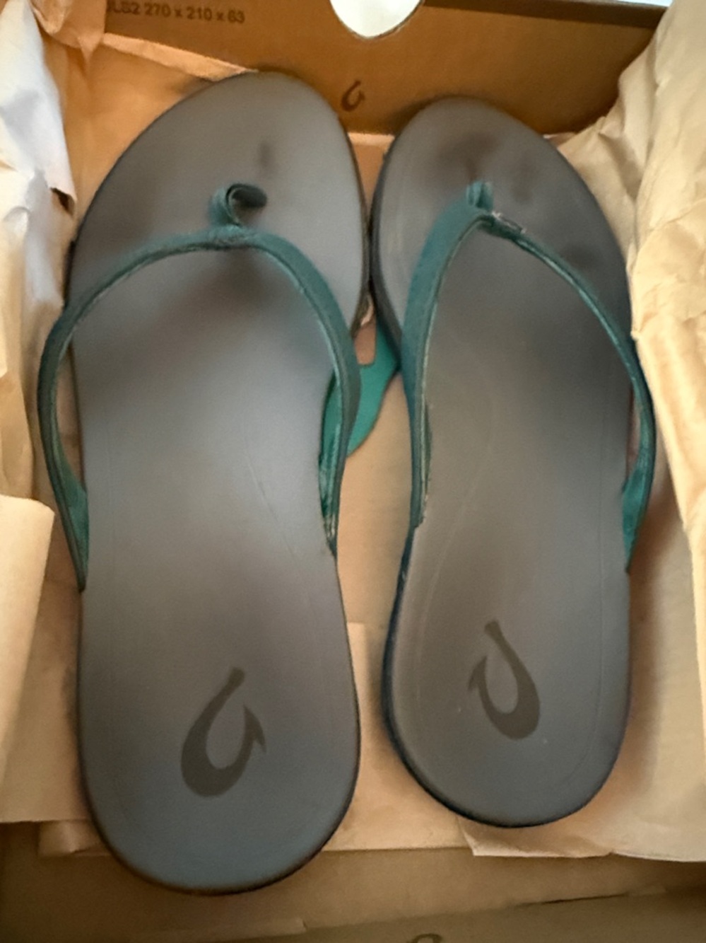 OluKai Ho'opio W Sandal with Box - Deep Teal and Charcoal